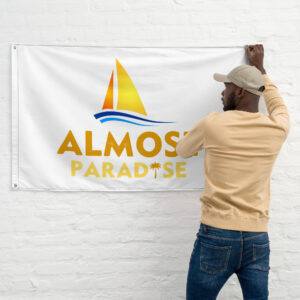 Almost Paradise Flag (Horizontal Mount) White