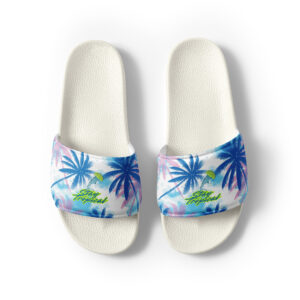 Stay Tropical Women's Slides (Pink & Blue Palm)