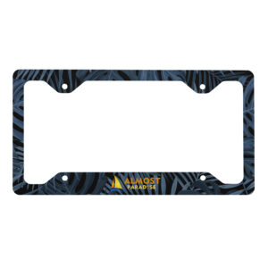 Metal License Plate Frame (Almost Paradise, Jungle Blue)